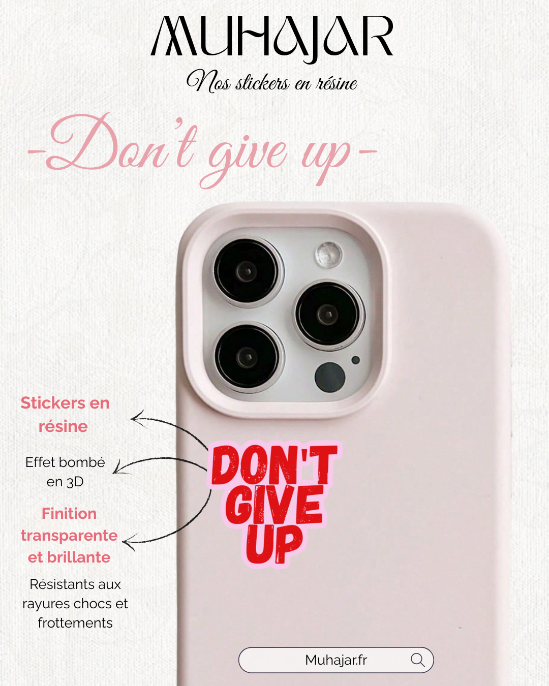 Stickers résine - Dont Give Up